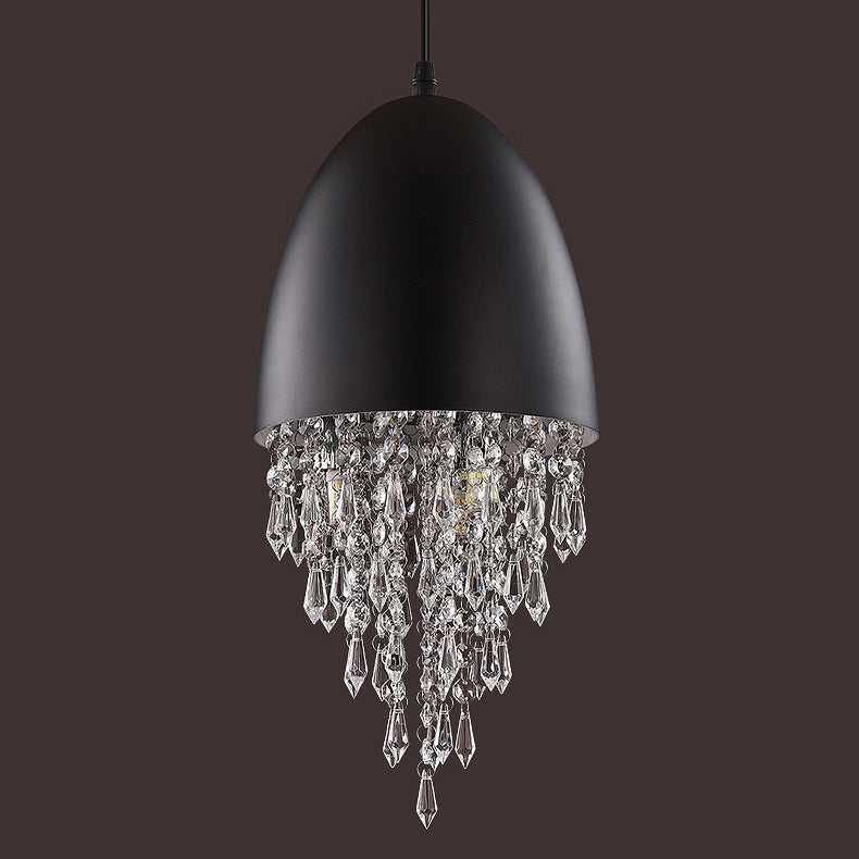 Contemporary Scandinavian Dome Aluminum Stainless Steel Crystal 3-Light Pendant Light For Bedroom