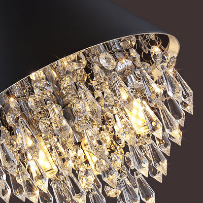 Contemporary Scandinavian Dome Aluminum Stainless Steel Crystal 3-Light Pendant Light For Bedroom
