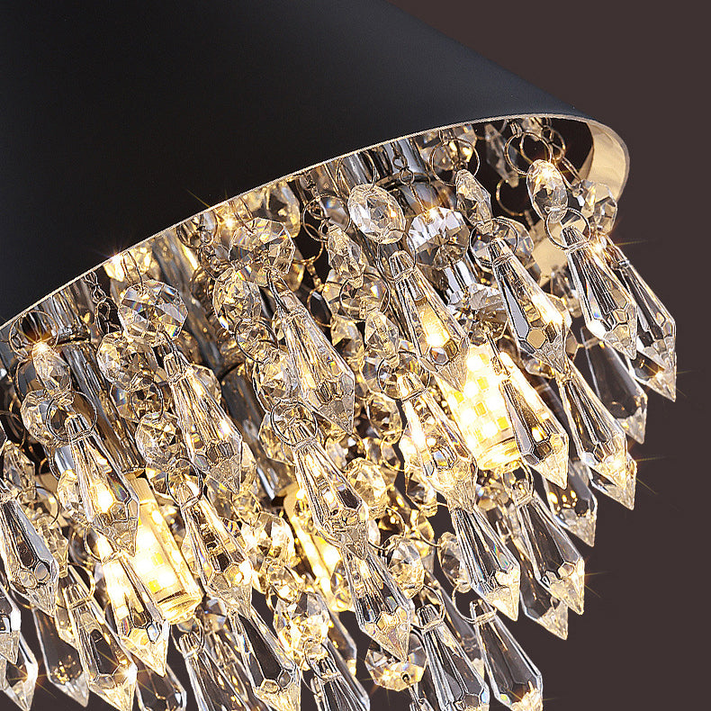 Contemporary Scandinavian Dome Aluminum Stainless Steel Crystal 3-Light Pendant Light For Bedroom