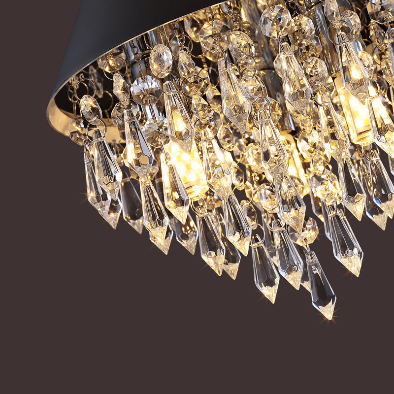 Contemporary Scandinavian Dome Aluminum Stainless Steel Crystal 3-Light Pendant Light For Bedroom