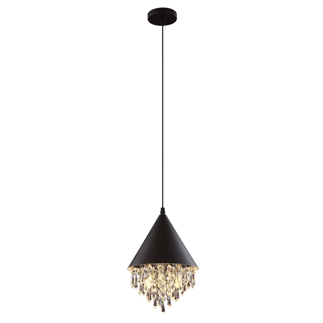 Contemporary Scandinavian Dome Aluminum Stainless Steel Crystal 3-Light Pendant Light For Bedroom