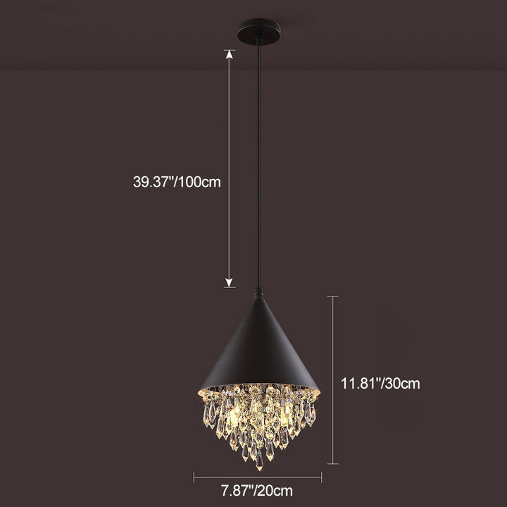 Contemporary Scandinavian Dome Aluminum Stainless Steel Crystal 3-Light Pendant Light For Bedroom