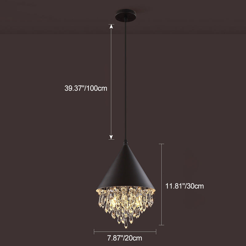 Contemporary Scandinavian Dome Aluminum Stainless Steel Crystal 3-Light Pendant Light For Bedroom