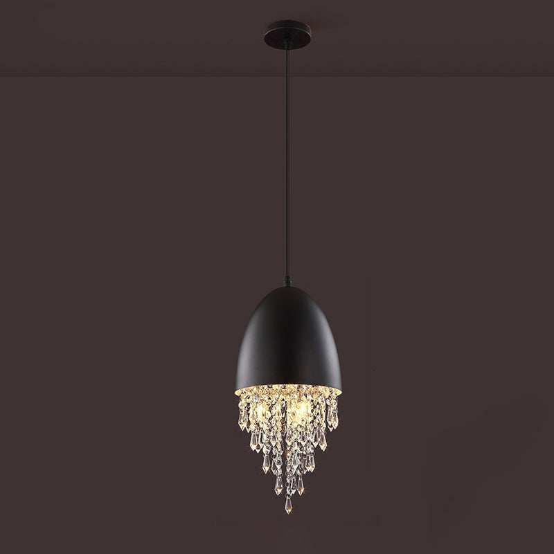 Contemporary Scandinavian Dome Aluminum Stainless Steel Crystal 3-Light Pendant Light For Bedroom