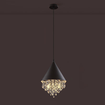 Contemporary Scandinavian Dome Aluminum Stainless Steel Crystal 3-Light Pendant Light For Bedroom