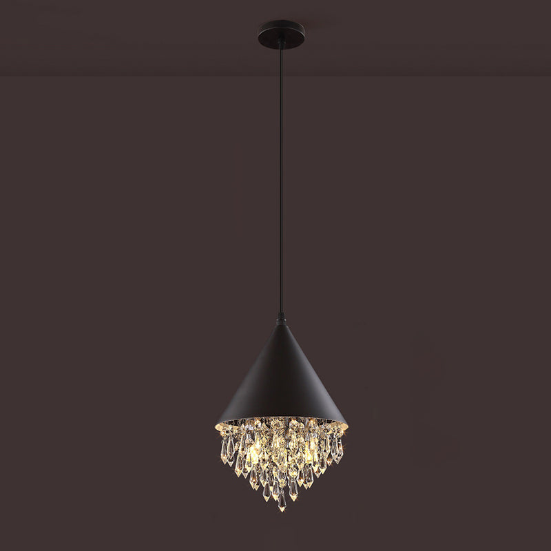 Contemporary Scandinavian Dome Aluminum Stainless Steel Crystal 3-Light Pendant Light For Bedroom