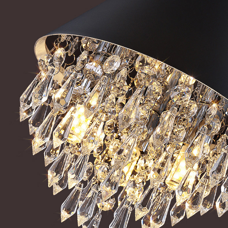 Contemporary Scandinavian Dome Aluminum Stainless Steel Crystal 3-Light Pendant Light For Bedroom