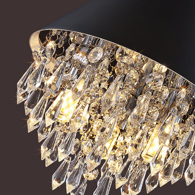 Contemporary Scandinavian Dome Aluminum Stainless Steel Crystal 3-Light Pendant Light For Bedroom