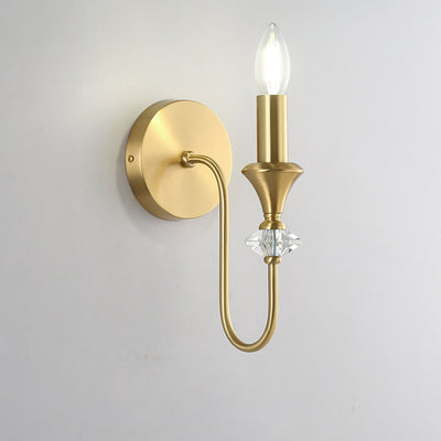 Modern Luxury Candle Copper 1/2/3 Light Wall Sconce Lamp For Bedroom
