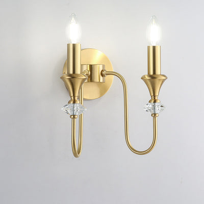 Modern Luxury Candle Copper 1/2/3 Light Wall Sconce Lamp For Bedroom