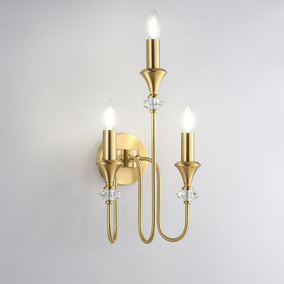 Modern Luxury Candle Copper 1/2/3 Light Wall Sconce Lamp For Bedroom
