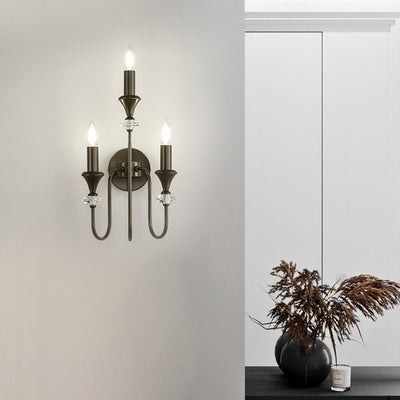 Modern Luxury Candle Copper 1/2/3 Light Wall Sconce Lamp For Bedroom
