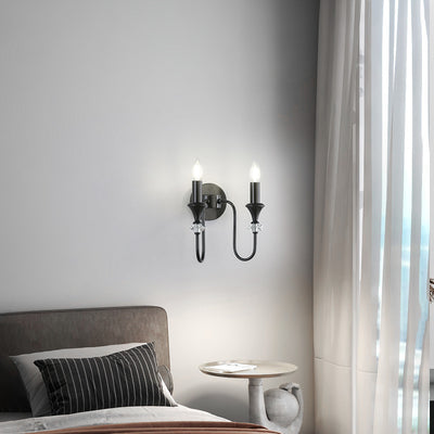 Modern Luxury Candle Copper 1/2/3 Light Wall Sconce Lamp For Bedroom