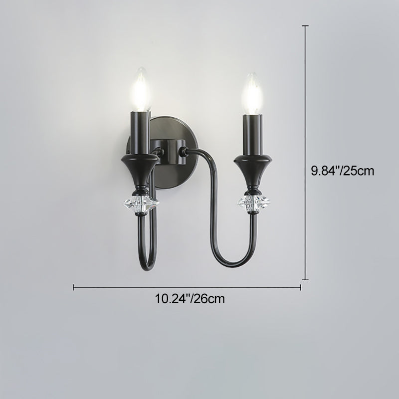 Modern Luxury Candle Copper 1/2/3 Light Wall Sconce Lamp For Bedroom