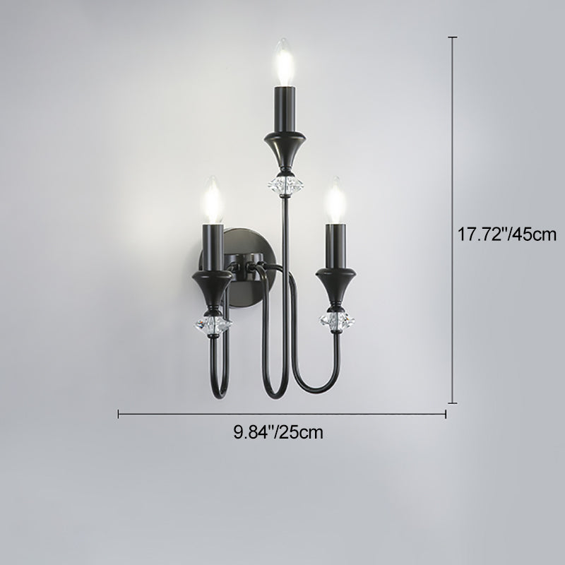 Modern Luxury Candle Copper 1/2/3 Light Wall Sconce Lamp For Bedroom