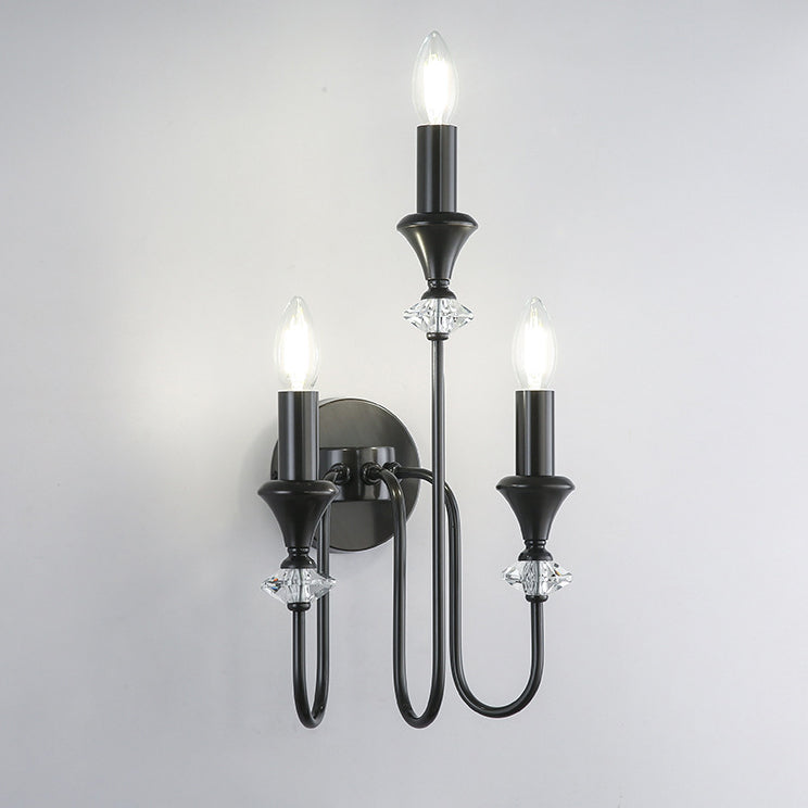 Modern Luxury Candle Copper 1/2/3 Light Wall Sconce Lamp For Bedroom