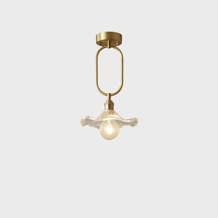 Modern Minimalist Flower Iron Glass 1-Light Semi-Flush Mount Ceiling Light For Hallway