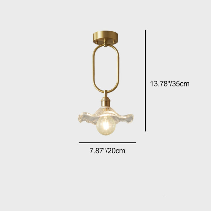 Luz de techo semiempotrada de 1 luz de hierro con vidrio de flor minimalista moderna para pasillo 