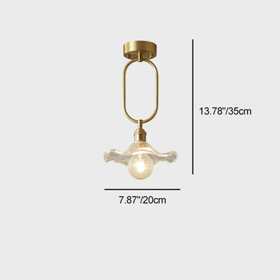 Modern Minimalist Flower Iron Glass 1-Light Semi-Flush Mount Ceiling Light For Hallway
