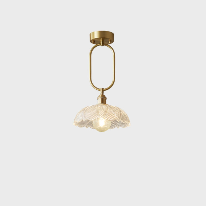 Modern Minimalist Flower Iron Glass 1-Light Semi-Flush Mount Ceiling Light For Hallway