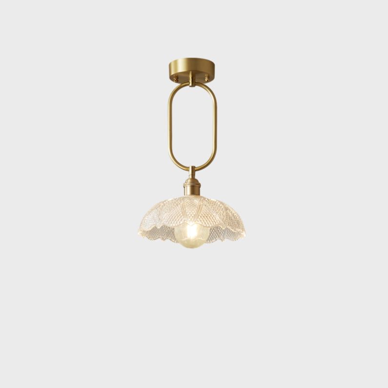 Modern Minimalist Flower Iron Glass 1-Light Semi-Flush Mount Ceiling Light For Hallway
