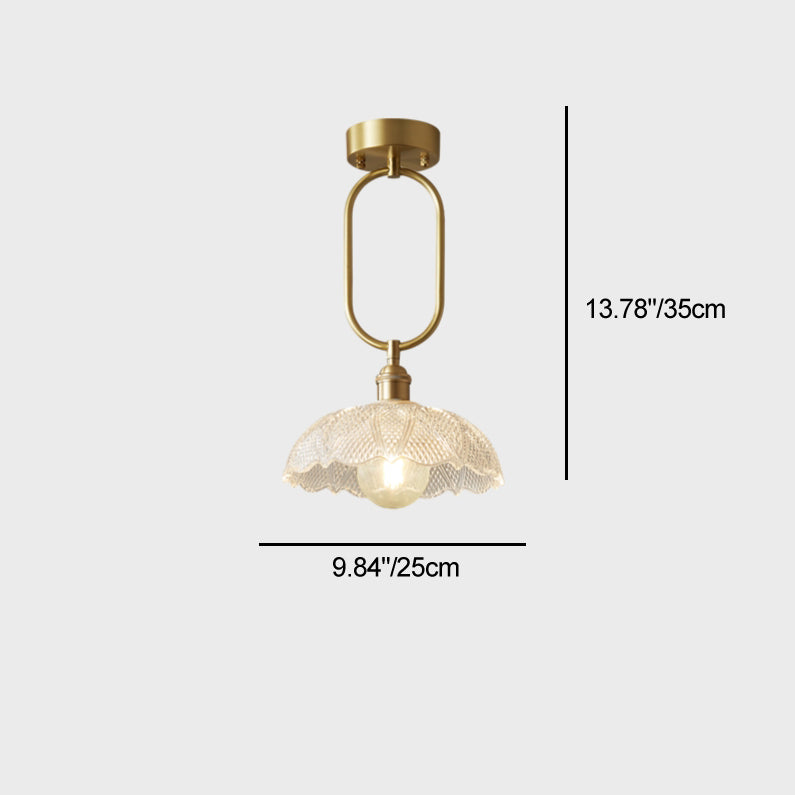 Modern Minimalist Flower Iron Glass 1-Light Semi-Flush Mount Ceiling Light For Hallway