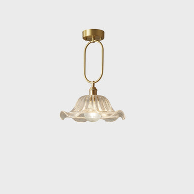 Modern Minimalist Flower Iron Glass 1-Light Semi-Flush Mount Ceiling Light For Hallway