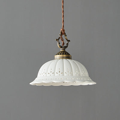 Modern Shabby Chic Dome Brass Ceramic 1-Light Pendant Light For Bedroom
