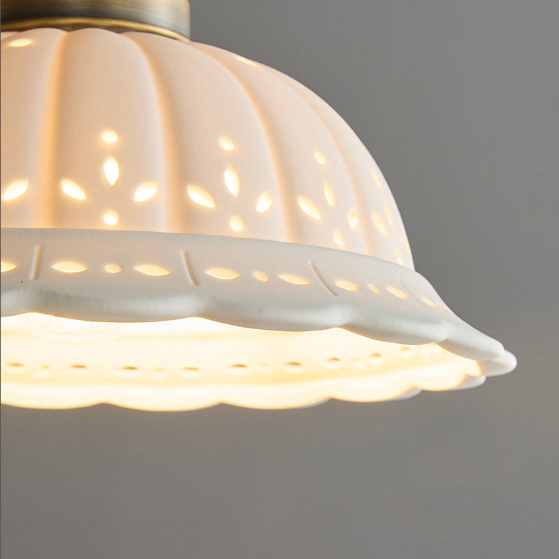 Dôme en laiton céramique Shabby Chic moderne, suspension à 1 lumière pour chambre 