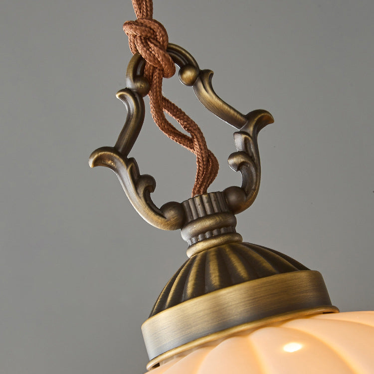 Dôme en laiton céramique Shabby Chic moderne, suspension à 1 lumière pour chambre 