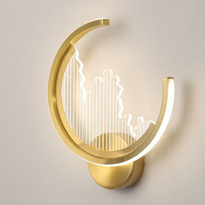 Modern Luxury Circle Copper Acrylic LED Wall Sconce Lamp For Bedroom