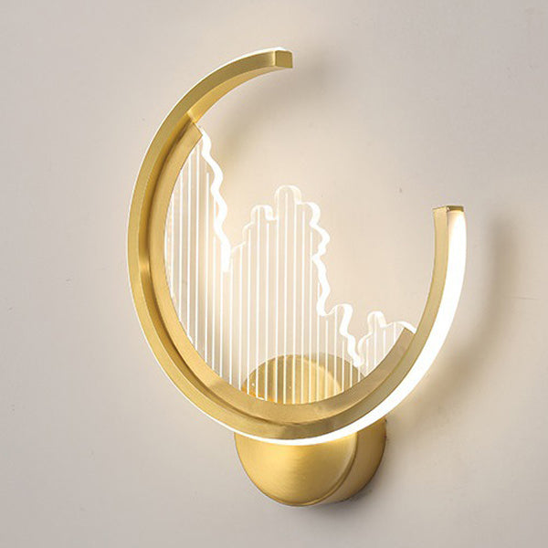 Modern Luxury Circle Copper Acrylic LED Wall Sconce Lamp For Bedroom