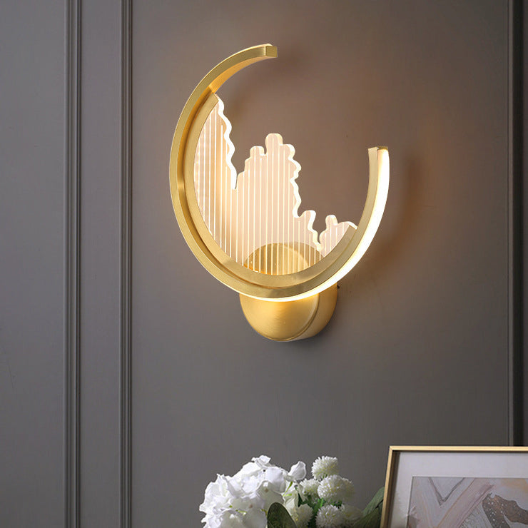 Modern Luxury Circle Copper Acrylic LED Wall Sconce Lamp For Bedroom