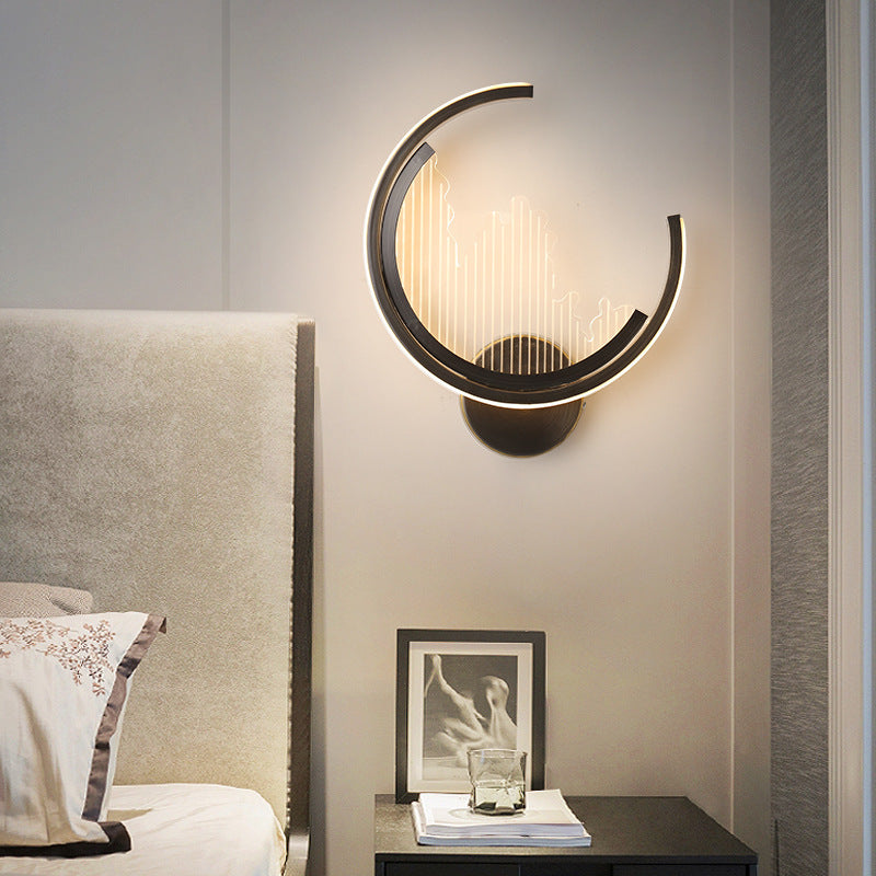 Modern Luxury Circle Copper Acrylic LED Wall Sconce Lamp For Bedroom