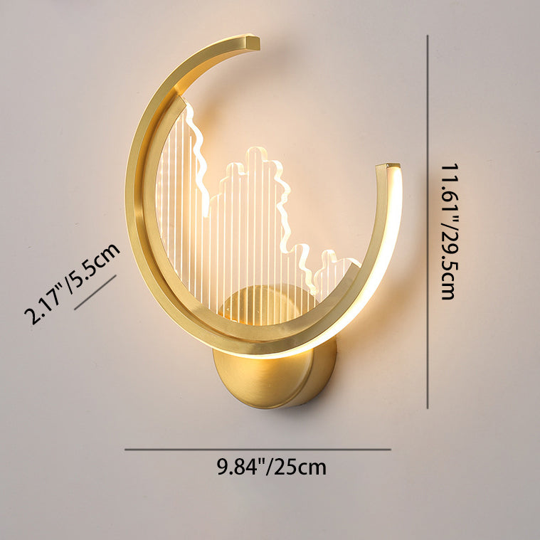Modern Luxury Circle Copper Acrylic LED Wall Sconce Lamp For Bedroom