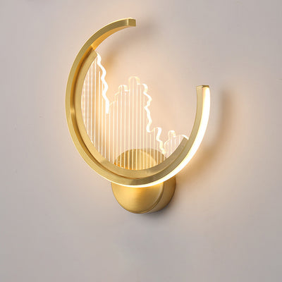 Modern Luxury Circle Copper Acrylic LED Wall Sconce Lamp For Bedroom