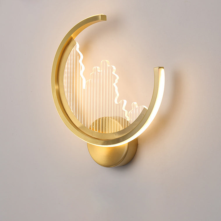 Modern Luxury Circle Copper Acrylic LED Wall Sconce Lamp For Bedroom