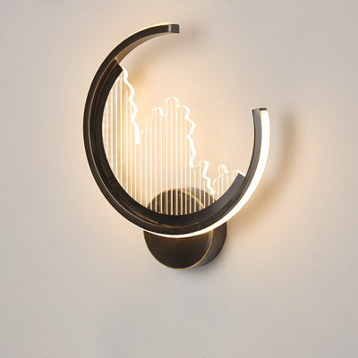 Modern Luxury Circle Copper Acrylic LED Wall Sconce Lamp For Bedroom