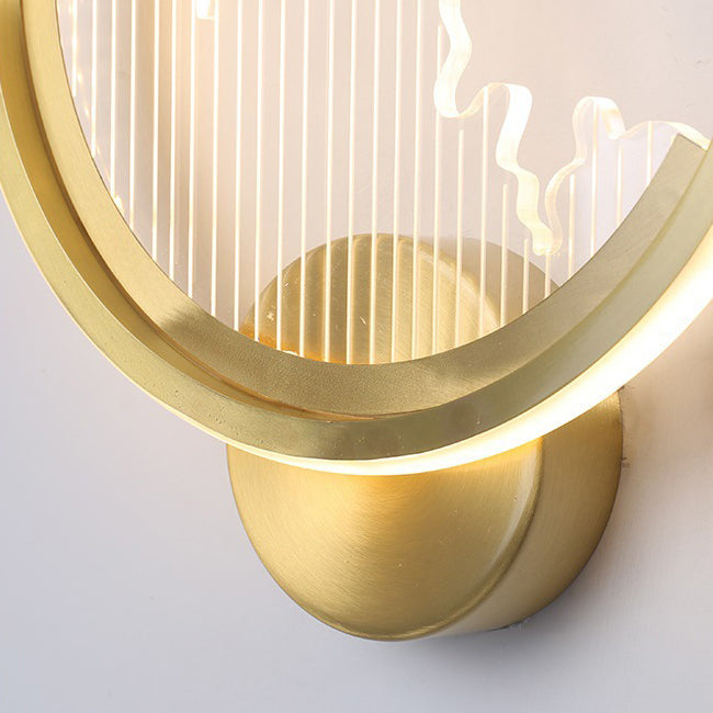 Modern Luxury Circle Copper Acrylic LED Wall Sconce Lamp For Bedroom