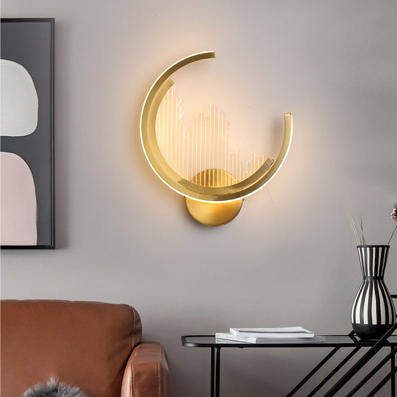 Modern Luxury Circle Copper Acrylic LED Wall Sconce Lamp For Bedroom