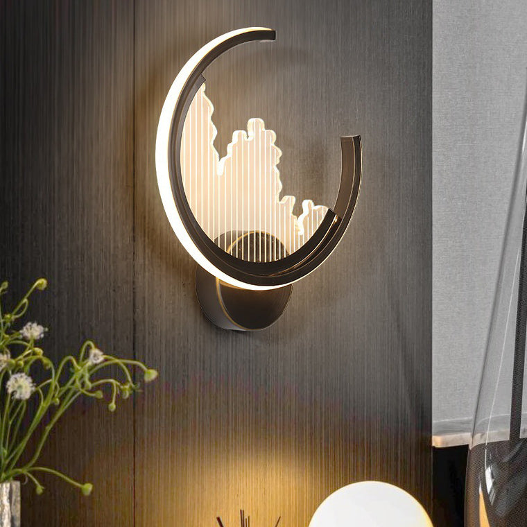 Modern Luxury Circle Copper Acrylic LED Wall Sconce Lamp For Bedroom