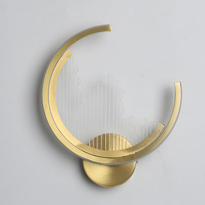 Modern Luxury Circle Copper Acrylic LED Wall Sconce Lamp For Bedroom