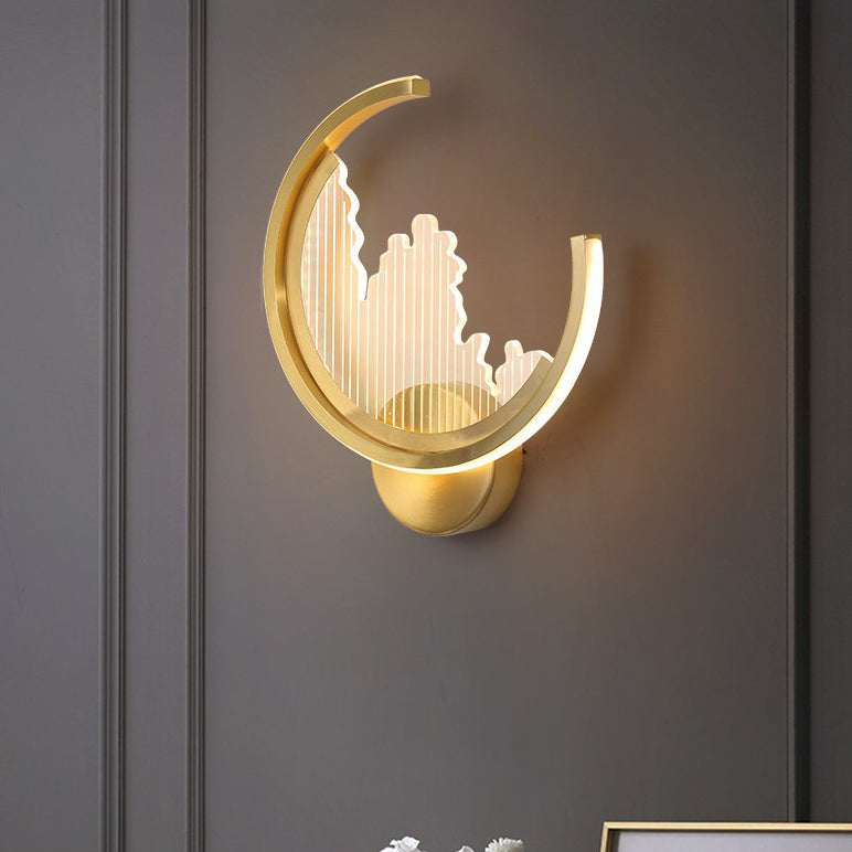 Modern Luxury Circle Copper Acrylic LED Wall Sconce Lamp For Bedroom