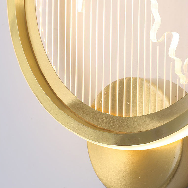 Modern Luxury Circle Copper Acrylic LED Wall Sconce Lamp For Bedroom