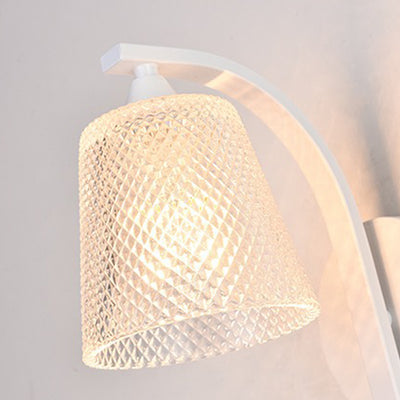 Moderne minimalistische Zylinder-Eisen-Glas-Wandleuchte mit 1 Licht für das Schlafzimmer 