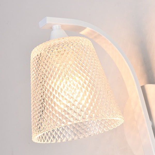 Moderne minimalistische Zylinder-Eisen-Glas-Wandleuchte mit 1 Licht für das Schlafzimmer 