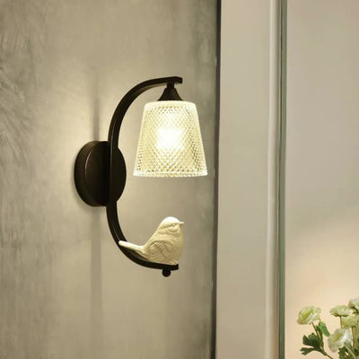 Moderne minimalistische Zylinder-Eisen-Glas-Wandleuchte mit 1 Licht für das Schlafzimmer 