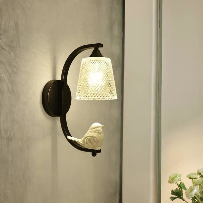 Moderne minimalistische Zylinder-Eisen-Glas-Wandleuchte mit 1 Licht für das Schlafzimmer 