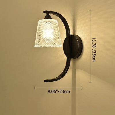 Moderne minimalistische Zylinder-Eisen-Glas-Wandleuchte mit 1 Licht für das Schlafzimmer 