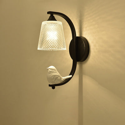 Moderne minimalistische Zylinder-Eisen-Glas-Wandleuchte mit 1 Licht für das Schlafzimmer 